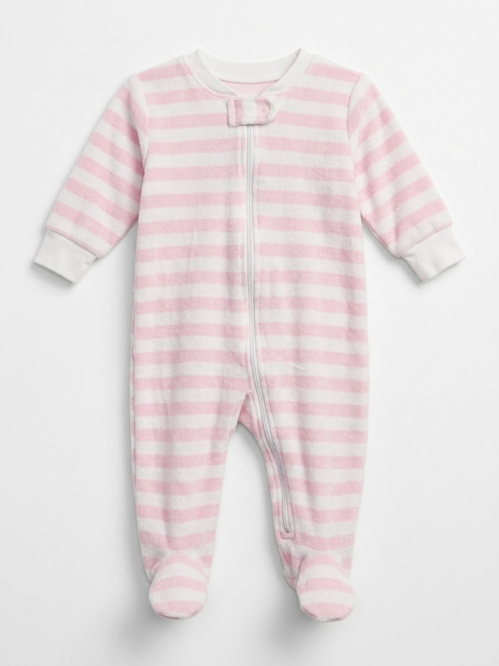 KISSY KISSY Striped Fleece Footie Zippy One Piece Pink 3-6 Months